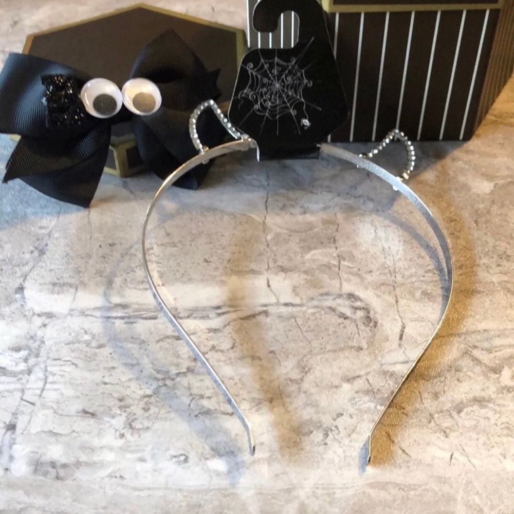 Sparkling Silver Devil Horns Headband